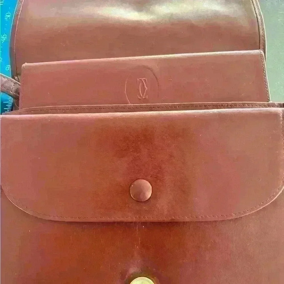 Cartier vintage bundle-elegant  Bordeaux wristlet & matching kiss lock wallet - Picture 6 of 16